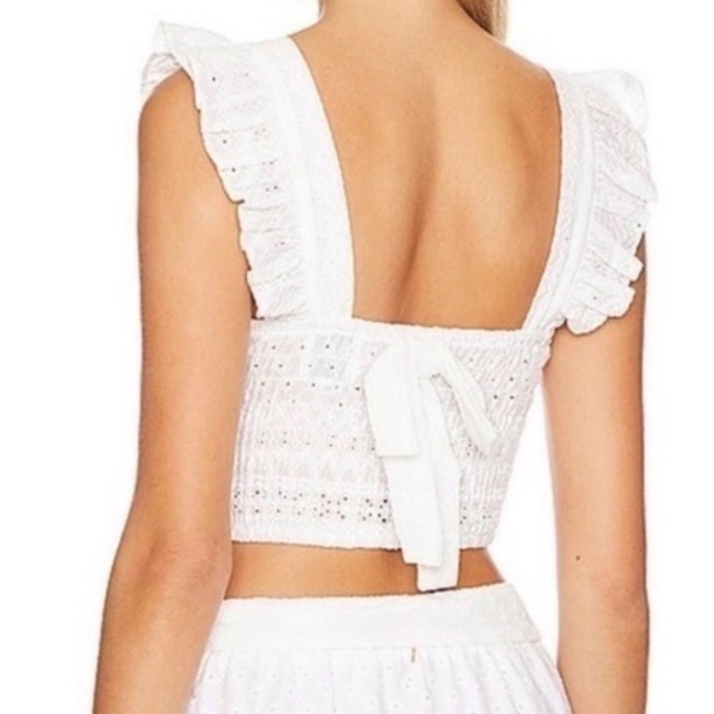MISA Los Angeles 100% Cotton White Eyelet Cropped Top Size Large NWT - Picture 2 of 4